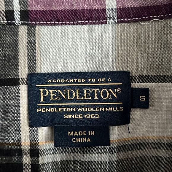 Pendleton Purple Plaid Button Down Shirt Blouse Size Small - Picture 3 of 4